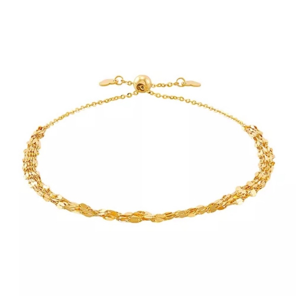 Italian Gold Polished Solid 5 Strand Mirror Bolo Bracelet in 10K Yellow Gold